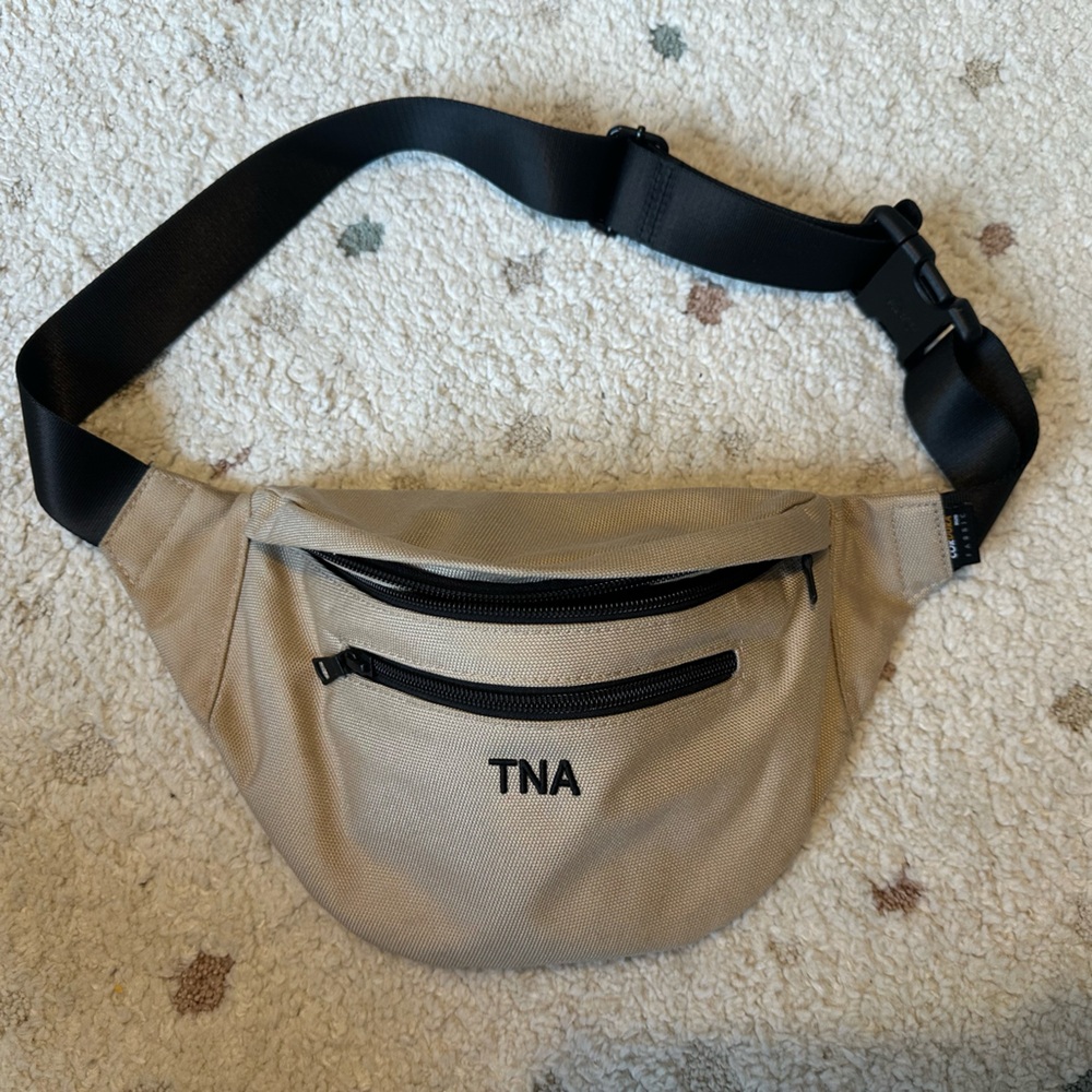 TNA Beige Belt Bag with Black Accents